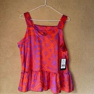 Cuddl Duds Vibrant Red and Purple Blouse